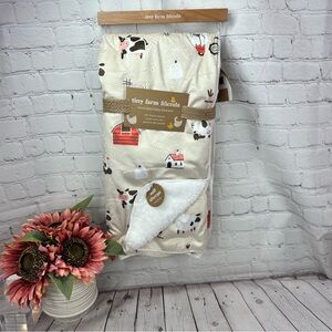 NWT tiny farm friends reversible Baby Blanket gender neutral farm barn ranch